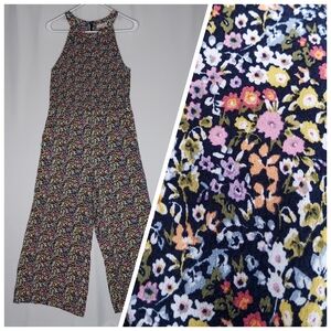 Loft Jumpsuit Women 6 Micro Floral Smocked Sleeveless‎ Wide Leg Ditsy Multicolor